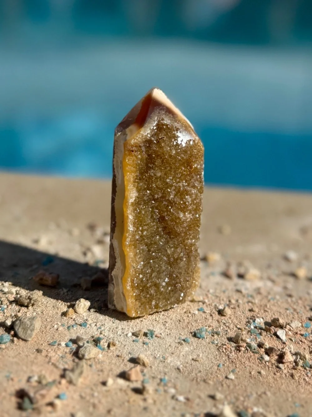 Brazilian Chalcedony Agate Druzy Tower Crystal this authentic